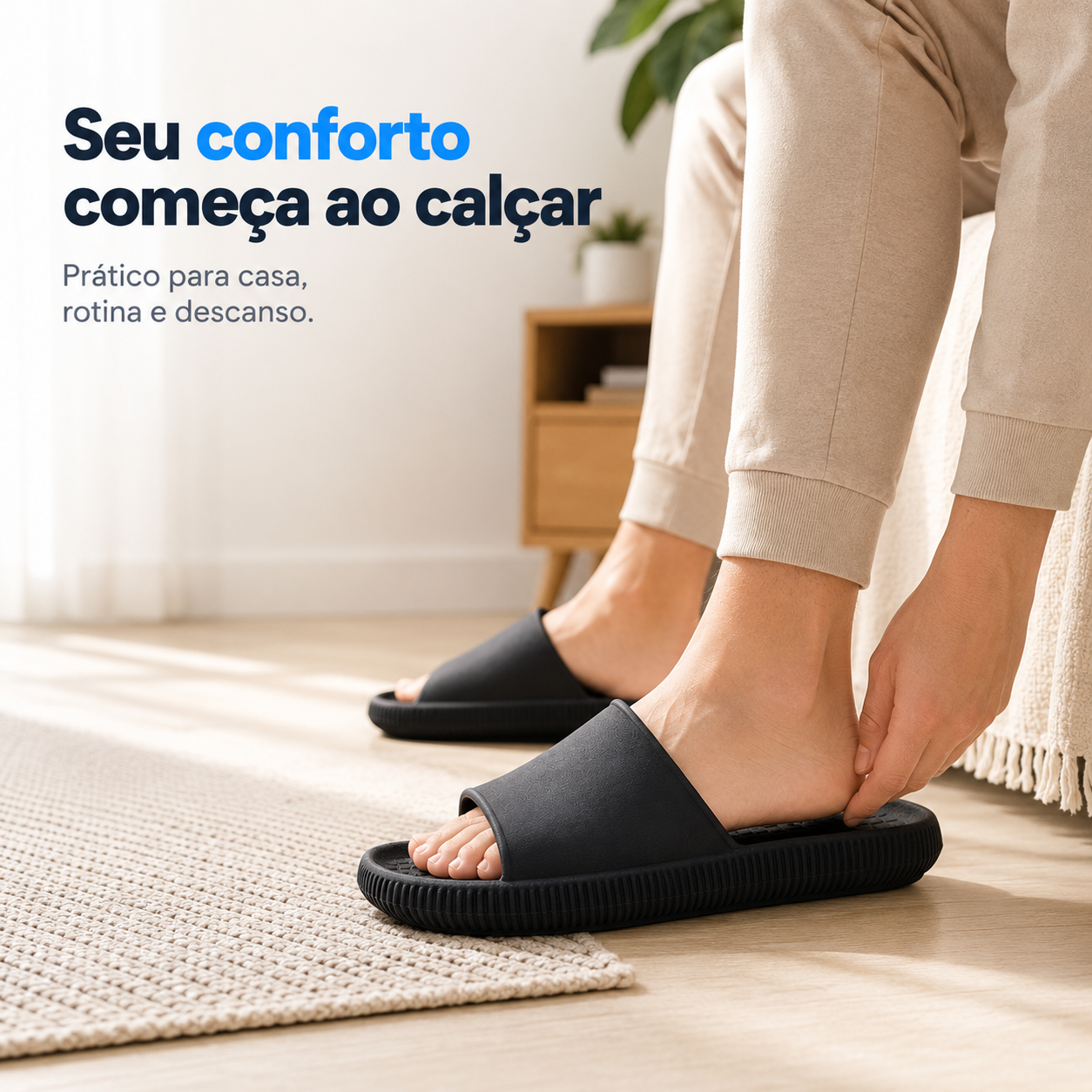 Chinelo slide ortopédico Nuvem da Passato com palmilha anatômica, leve e antiderrapante, unissex, confortável e ideal para conforto diário