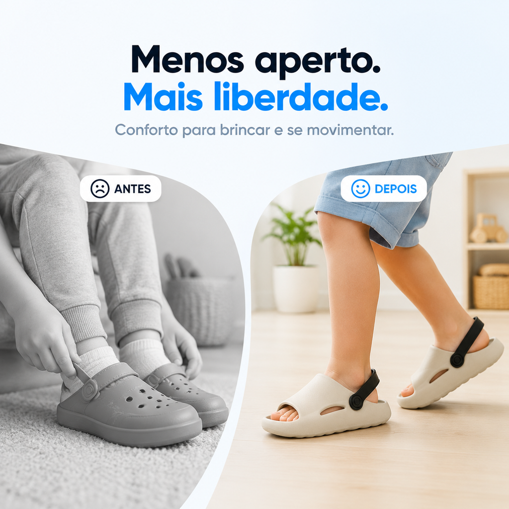 Chinelo infantil Nuvem Meninos 2 em 1 Passato com correia, leve, antiderrapante e confortável para crianças.