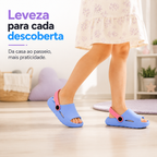 Chinelo infantil feminino Passato 2 em 1 com correia, leve, antiderrapante e confortável para meninas.