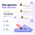 Chinelo infantil feminino Passato 2 em 1 com correia, leve, antiderrapante e confortável para meninas.