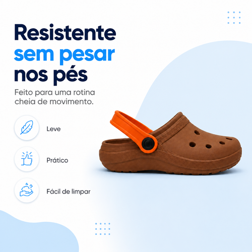 Babuche Infantil Meninos 2 em 1 com Correia | Injetado, Leve, Antiderrapante e Resistente | Passato