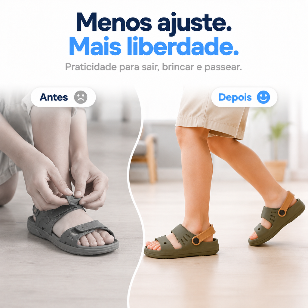Sandália infantil meninos 2 em 1 Passato com correia, antiderrapante, confortável e resistente para crianças.