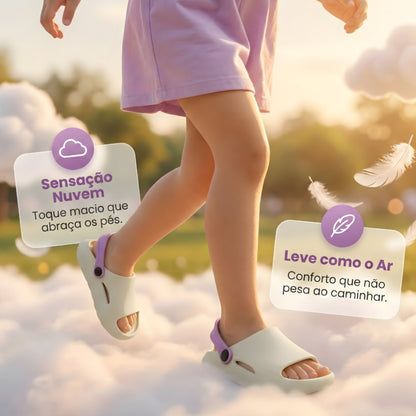 Chinelo Nuvem Infantil Meninas 2 em 1 com Correia | Leve, Antiderrapante e Confortável | Passato