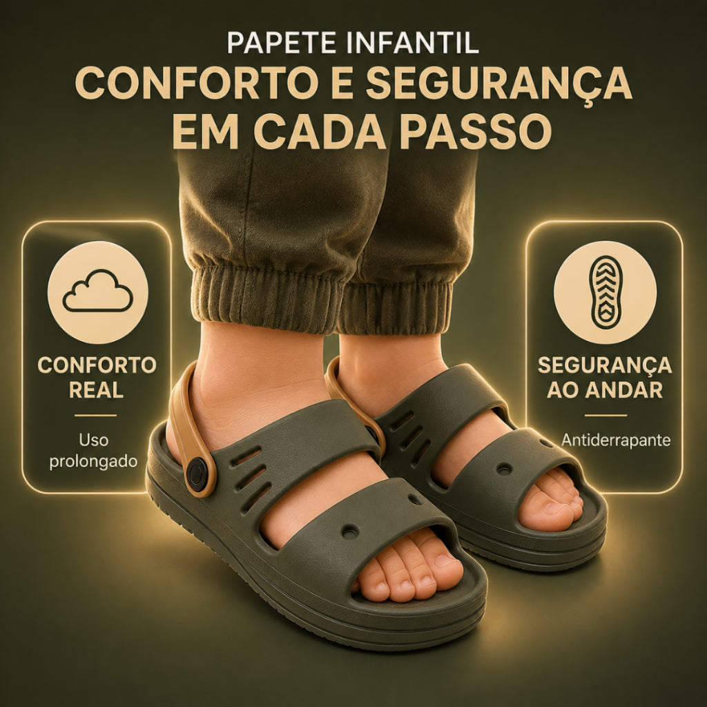 Sandália Papete Infantil Meninos 2 em 1 com Correia | Confortável, Antiderrapante e Resistente | Passato