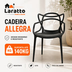 Conjunto de 4 cadeiras empilháveis Allegra da LARATTO Home & Decor, reforçadas para cozinha, sala de jantar ou restaurante.