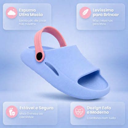 Chinelo Nuvem Infantil Meninas 2 em 1 com Correia | Leve, Antiderrapante e Confortável | Passato