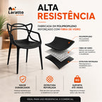 Conjunto de 4 cadeiras empilháveis Allegra da LARATTO Home & Decor para cozinha, sala de jantar ou restaurante, reforçadas e modernas.