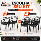Conjunto de 4 cadeiras empilháveis Allegra da LARATTO Home & Decor, reforçadas para cozinha, sala de jantar ou restaurante.
