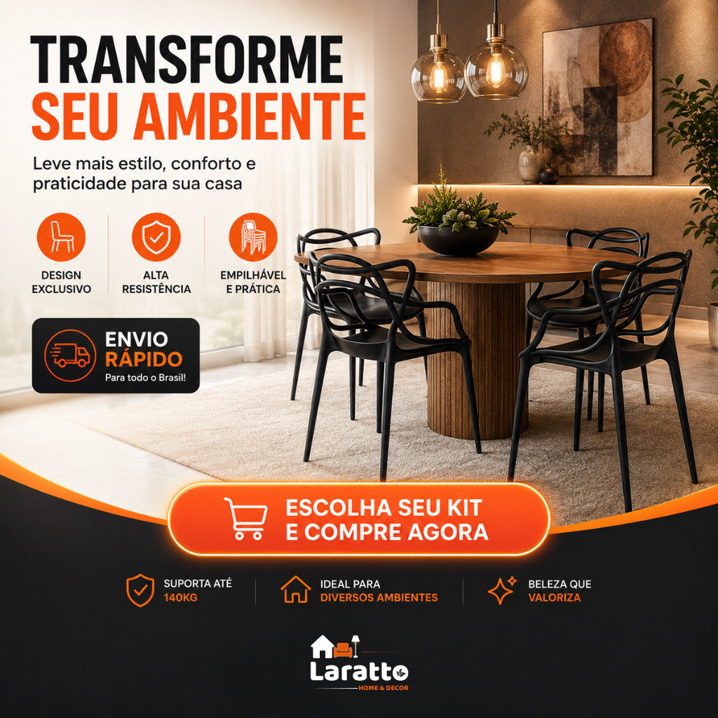 Kit de 2 a 4 cadeiras Allegra empilháveis da LARATTO Home & Decor, reforçadas para cozinha, sala de jantar ou restaurante