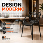 Kit de 4 cadeiras Allegra empilháveis, reforçadas para cozinha, sala de jantar e restaurante, da LARATTO Home & Decor.